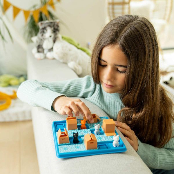 ילדה משחקת במשחק חתולים וקופסאות
